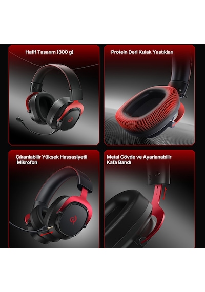 Heroad Vt200 6.0 Gaming Oyuncu Kulaklığı 53 Mm - Protein Deri 7.1 Surround 3 Mod 3.5mm, 2.4ghz, Bt
