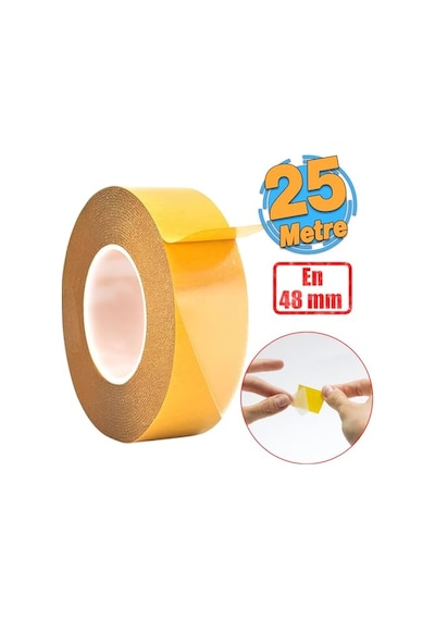 Çift Taraflı Filmik Film Şeffaf Bant Şerit Montaj Bandı 48 Mm X 25 Metre Çok Amaçlı Güçlü 1 Adet