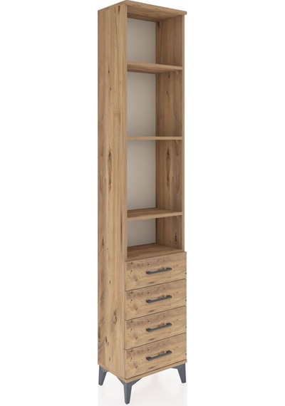 Arges Dolap 4 Raflı 4 Çekmeceli 44x30x221 Çam-çam Çam