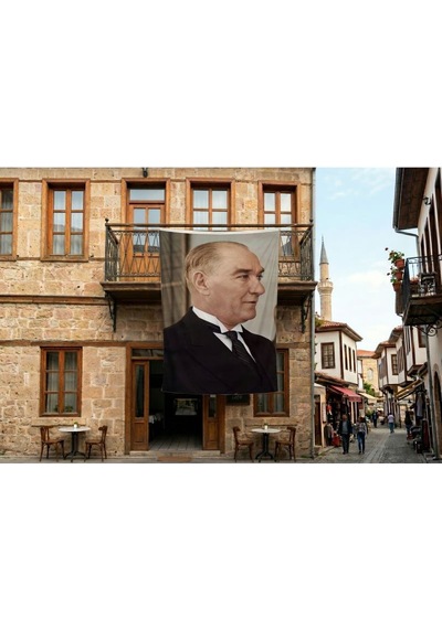 Gazi Mustafa Kemal Atatürk Yan Portre Poster Bayrak Premium Raşel Kumaş 300x450cm Ata58 Diğer