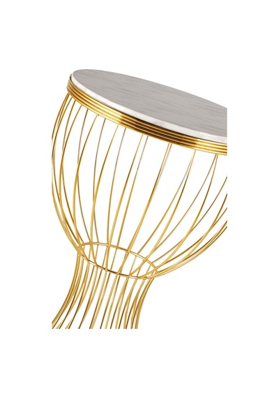 Aldora Sehpa Gold Kaplama Mermer Altın