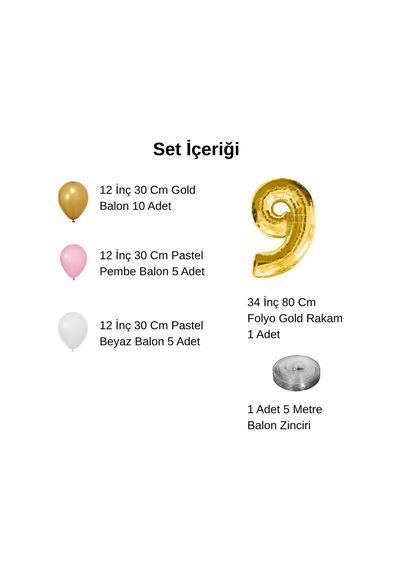 0 Yaş Retro Gold Pembe Beyaz Balon Seti Gold Rakamlı Doğum Günü Balonu Şık Parti Süsleme Çok Renkli