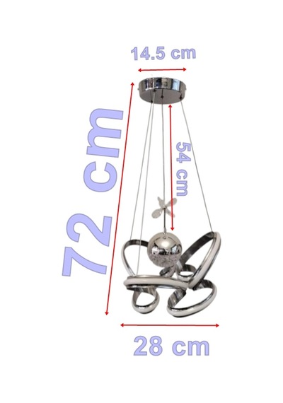 Dmr Tek Toplu Taçlı Geniş Kasa Krom Şerit Sarkıt Led Avize Üç Renk 6500k/4000k/3000k Beyaz /ılık Be Çok Renkli