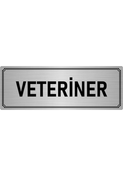 Metal Yönlendirme Levhası, Departman Kapı İsimliği Veteriner 10x20 cm Gümüş Renk