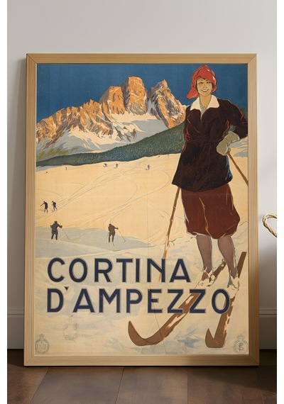 Cortina Doğal Ahşap Çerçeveli Poster, Dekoratif Seyahat Duvar Tablosu