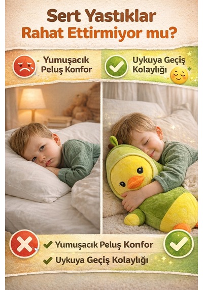 48 Cm Peluş Ördek Yastık Uyku Arkadaşı Yumuşak Oyuncak Çocuk Hamile Destek Yeşil Sarı Diğer