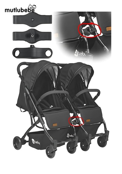 4 Baby İkiz Bebek Arabası Bağlantı Aparatı - Pratik Bağlantı Kiti Siyah