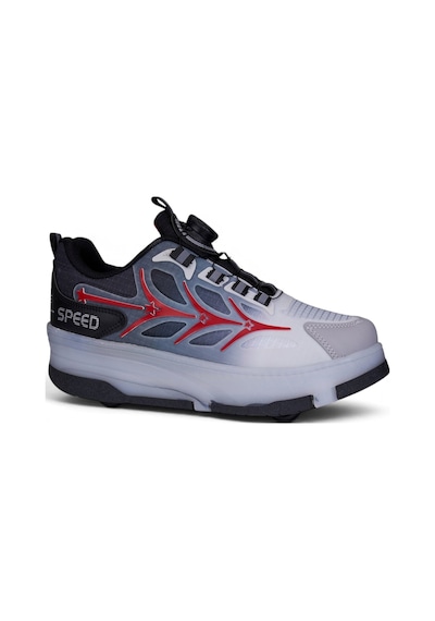 Nstil Unisex Yetişkin Çocuk Spor Ayakkabı Akıllı Bağcıklı Çıkarılabilen Patenli Işıklı Sneaker 003 Kırmızı