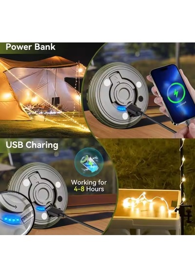 Şarjlı Type-c 8 Mod Rgb+ Günışığı Renk 10 Metre Makara Led - İp Led - Su Geçirmez Lamba - Powerbank Karışık