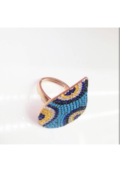 Oriental Kuyumculuk Jewellery Nazar Boncuklu Damla Rose Gümüş Yüzük Rose