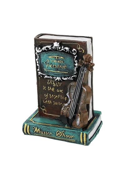 Gitar - Kitap Vintage Dekoratif Biblo - Kumbara 21x14x10cm Reçine 5468