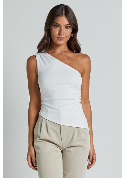 Seeh Beyaz Tek Omuzlu Basic Kadın Body Sh144