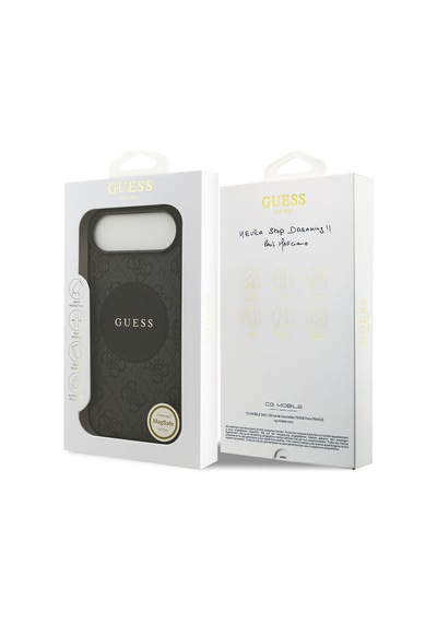 Apple Uyumlu iPhone 17 Air Kılıf Guess Lisanslı M-safeli Yazı Logolu Circle Classic Kapak Siyah Siyah