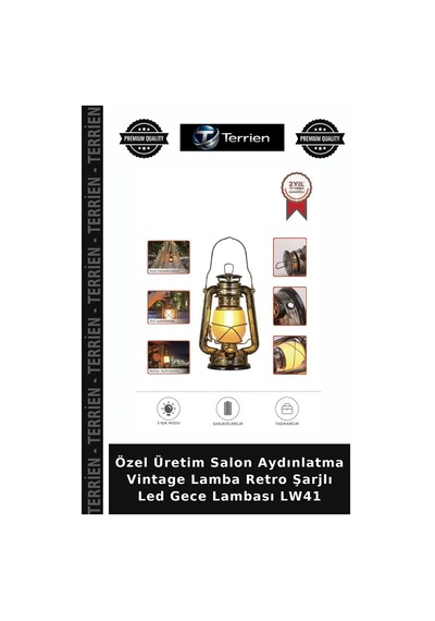 Özel Üretim Salon Aydınlatma Vintage Lamba Retro Şarjlı Led Gece Lambası Lw41 Koyu Ahşap