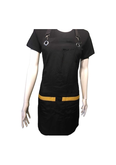 Askılı Micropolyester Önlük Cafe Chef Restoran Kuaför Önlük Modeli Siyah