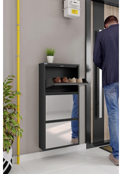 Ceha 3'lü Metal Ayakkabılık - Siyah/Aynalı K.AYK-3/A/P9005