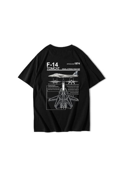Brz Collectıon Brz Collection Unisex Oversize F14 Tomcat T-shirt Siyah