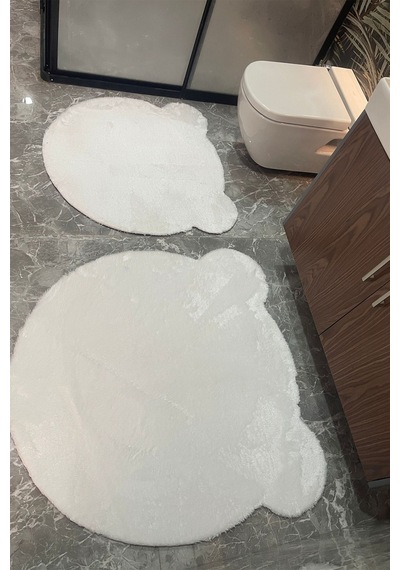 2li Sevimli Ayı Figürlü Post Banyo Takımı Klozet Takımı 80x80 Ve 100x100 Çok Renkli