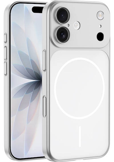 Apple Uyumlu iPhone 17 Kılıf Zore M-safe Şarj Özellikli Kamera Korumalı Spark Kapak Gümüş