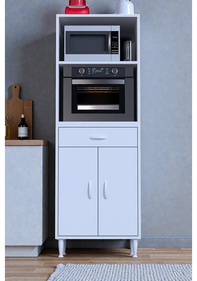 Eliusta Serale 56 Cm Derinlikte 2 Kapaklı Dolap Mutfak Fırın Dolabı 60x162,4x56 Cm Modüler Beyaz Dolap Beyaz