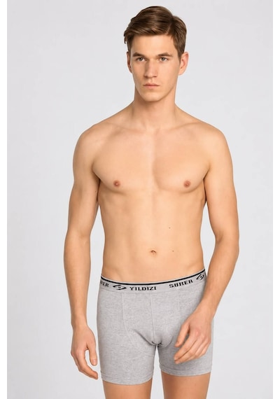 Seher Yıldızı Likralı Erkek Boxer Gri Gri