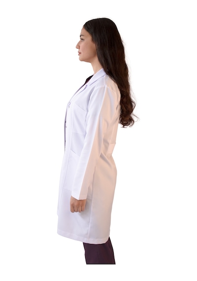 Vayteks Gömlek Yaka Orta Boy Beyaz Kadın Doktor Öğretmen Laboratuvar Önlüğü Beyaz