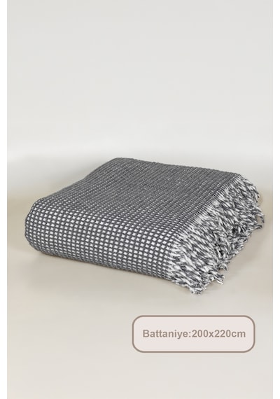 Elart Carlos Tv Battaniyesi Waffle Pamuklu 130x170 Cm Antrasit Antrasit