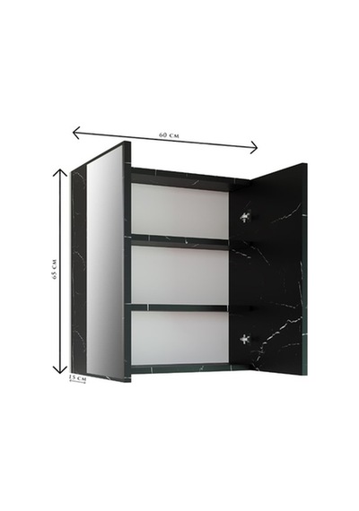 Rafineri 2 Kapaklı Aynalı Banyo Dolabı Mdf Siyah