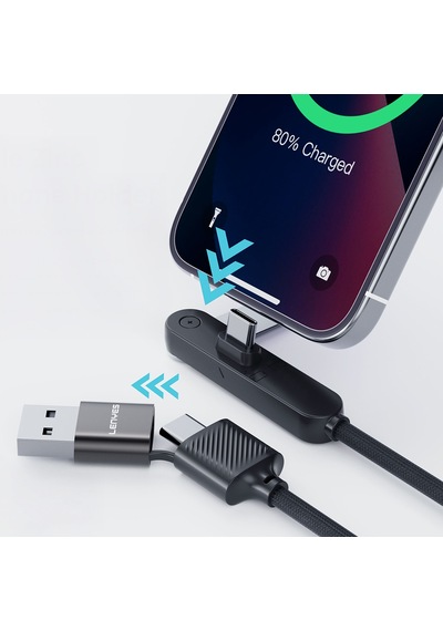 Lenyes Lc569 2in1 Usb-a - Type-c + Type-c Standlı Data Ve Şarj Kablosu 240w 1.2m Siyah