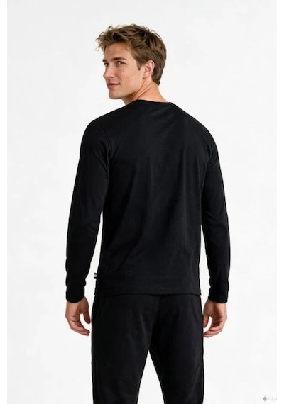 Nautica Erkek Siyah Regular Fit Uzun Kollu T-shirt-24200