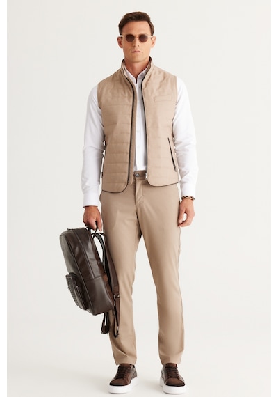 AC&Co / Altınyıldız Classics Erkek BEYAZ Slim Fit Dar Kesim Oxford Düğmeli Yaka Armürlü Pamuklu Gömlek Beyaz