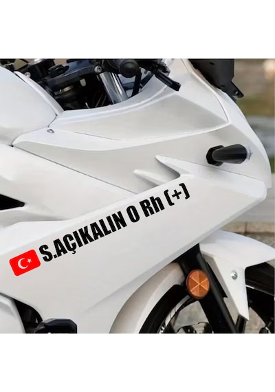 Bayraklı Ad Soyad Kan Grubu Sticker 2 Adet - Motosiklet Araba Oto Cam Sticker - 00315 15 Cm