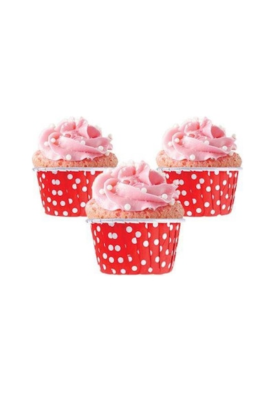 Kırmızı Puanlı Muffin Kek Kapsülü 25 Adet Muffin Kağıt Kırmızı Kağıt Kırmızı Diğer