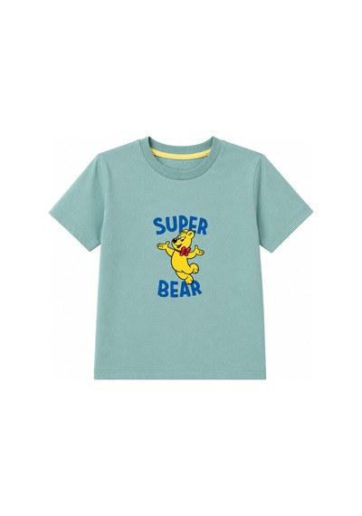 Haribo Lisanslı Ayıcık Baskılı T-shirt Şort Takım Yeşil