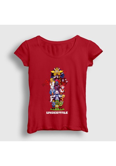 Presmono Kadın All Undertale T-shirt Kırmızı