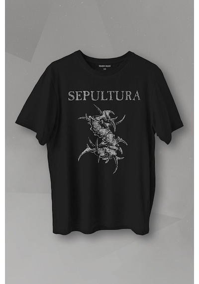 Siyah T-shirt Sepultura Cavalera Metal Rock Music Brazil Müzik Baskılı Tişört 001