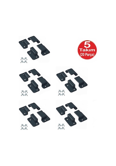 Antrasit Gri Pimapen Pencere Sineklik Montaj Aparatı Köşe Kenar Bağlama Pabucu 5 Takım Set 10x20 Profillere Uygun