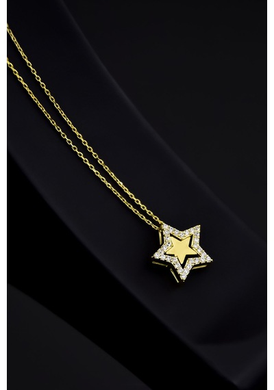 Papatya Silver 925 Ayar Gümüş Gold Kaplama Montür İçi Yıldız Kolye