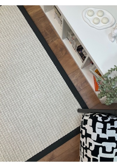 Saraz Halı Kumaş Bordür Gri Bukle Antrasit Bordür Halı Salon Koridor Mutfak Çocuk Odası Halısı Kilim S267 Beyaz