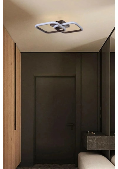 Selinay Modern Tasarım Kahverengi Renk Salon Mutfak Hol Beyaz Ledli 2 Li Led Avize Kahverengi