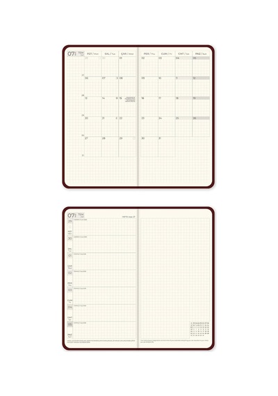 Charm Takılabilen 2026-2027 Mid-year Akademik Cep Ajanda 9x17 Cm Bordo Çok Renkli