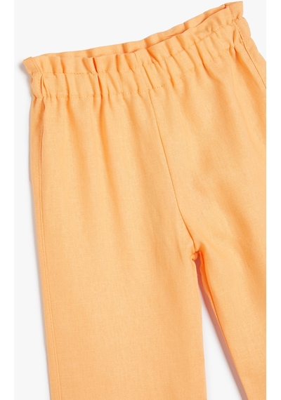 Koton Bol Paça Pantolon Beli Lastikli Dokulu Turuncu 4smg40011aw Turuncu