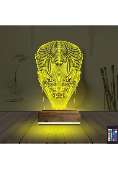 Luvivia Joker Face 3d Lamba - Masa Gece Lambası Şeffaf