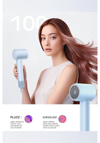 Pluzz X116 Ultra İyonlu Saç Kurutma Makinesi Ultra Sessiz Ve Hızlı Kurutma Mavi - 583112861