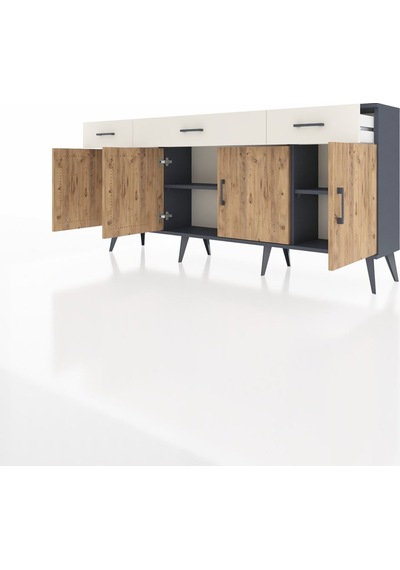 Arges Konsol 3 Raflı 3 Çekmeceli 4 Kapaklı 176x30x83 Antrasit-çam/aytaşı Çam/aytaşı Arges Konsol 3 Raflı 3 Çekmeceli 4 Kapaklı 176x30x83 Antrasit-çam/aytaşı Çam/aytaşı