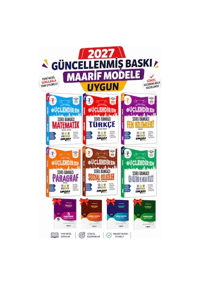 7. Sınıf Maarif Güçlendiren Tüm Dersler Soru Bankası Seti Ankara Yayınları + 4 Paragraf Soru Fasikülü