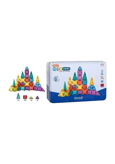 Seyahat Tipi Metal Kutulu Mini Magnetic Yapı Blokları 3d Puzzle 45 Parça