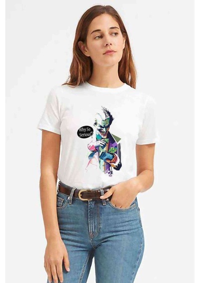 Joker Why So Serious Baskılı Beyaz Kadın Tshirt (534816616)
