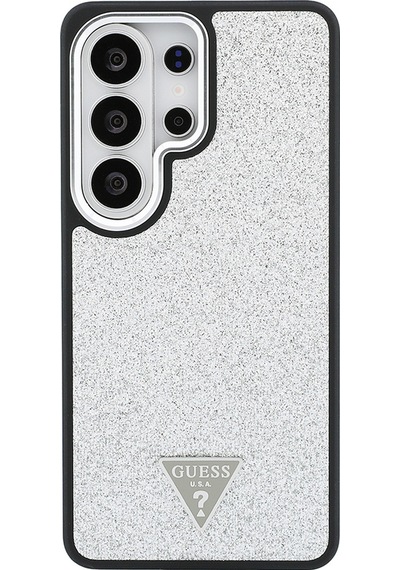 Galaxy Uyumlu S26 Ultra Kılıf Guess Lisanslı M-safe Metal Kamera Çerçeveli Üçgen Logolu Glitter Kapak Gümüş Gümüş