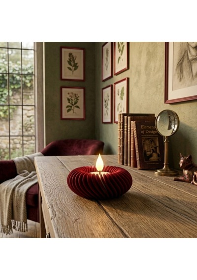 Modern Tasarım Led Tealight Yuvarlak Kırmızı Mumluk Dekoratif Masa Üstü Aksesuarı Kırmızı